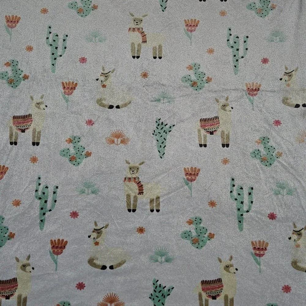 Cactus Llama Sun Plants Baby Blanket Lovey Fleece Sherpa 30x38 RN 119741